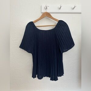Sezane - navy pleated blouse - size 4 or 36 - like new